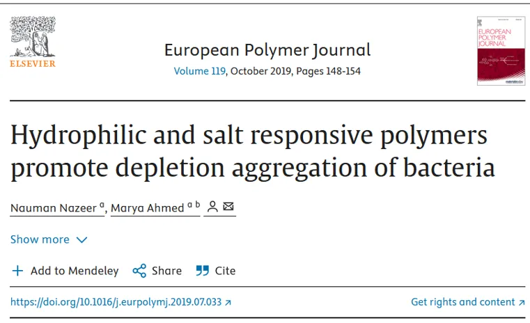 European Polymer Journal article page